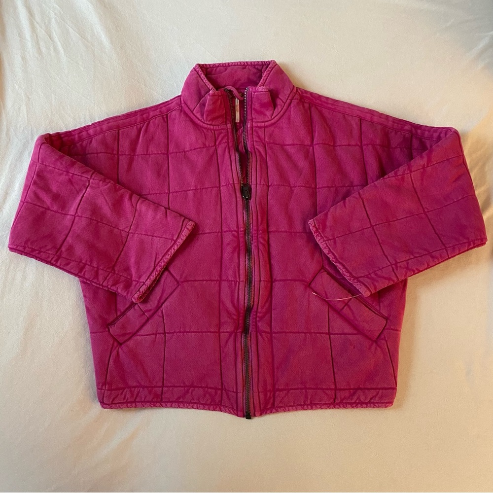 New Free People Dolman Jacket Quilted Knit Bomber Coat in Hot Pink XS